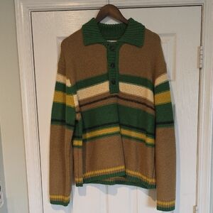 Zara Crewneck Sweater in Green and Brown